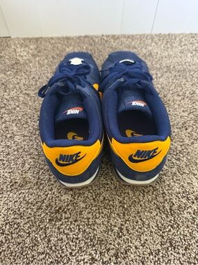 Nike Navy and Yellow Low-Top Sneakers - Logo Heel
